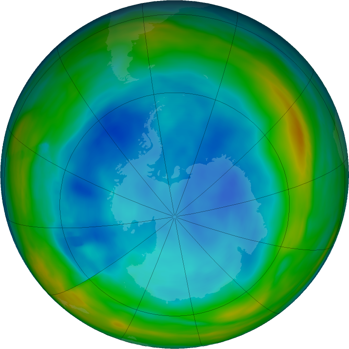 Antarctic ozone map for 26 July 2023